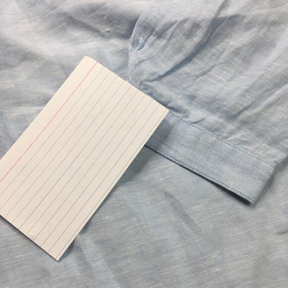 Lord & Taylor 100% Linen Hi Low Button Down Shirt Long Sleeve Light Blue XL - Picture 7 of 8